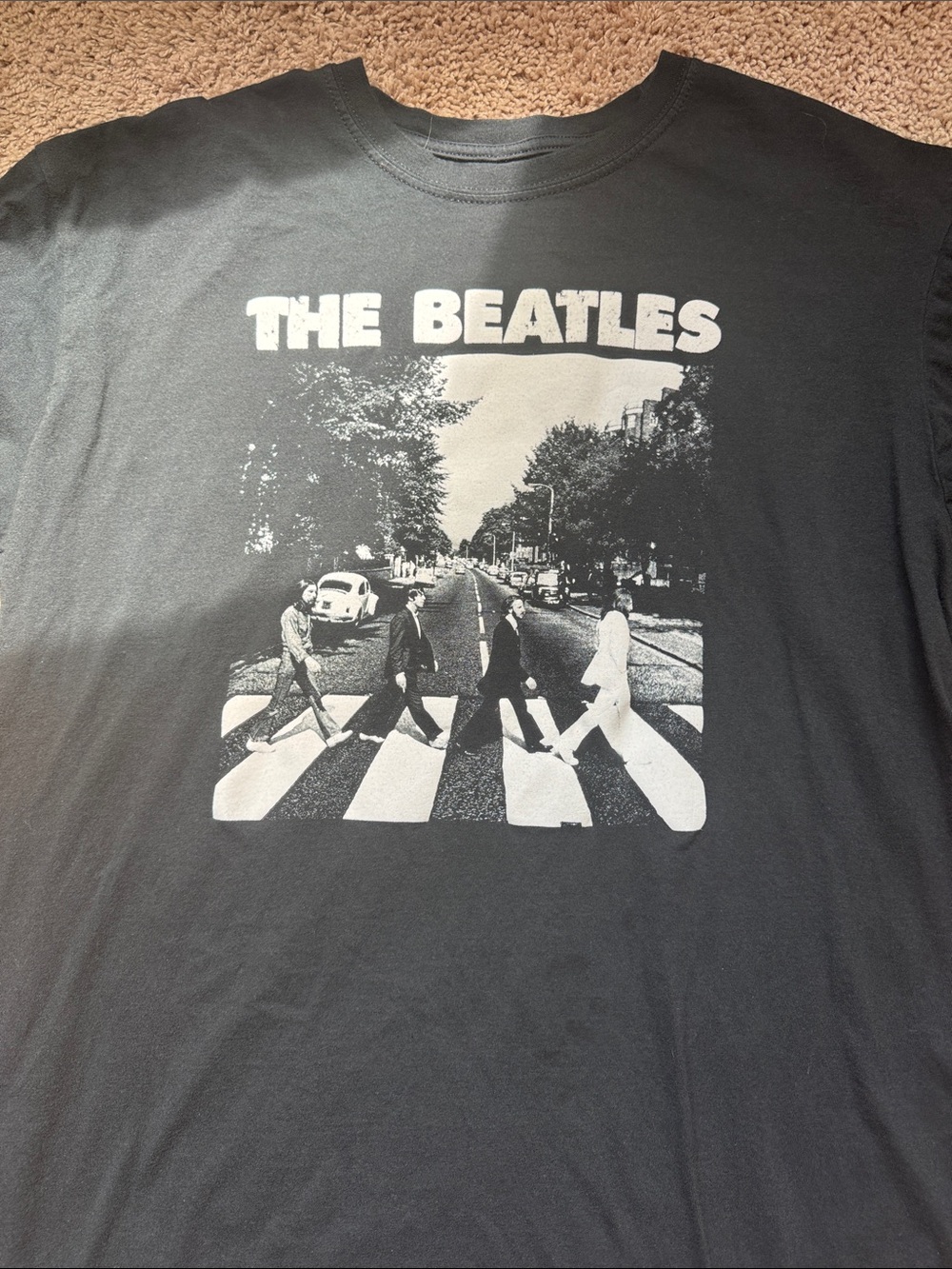 The Beatles Black Tee with Abbey Road Photo Print